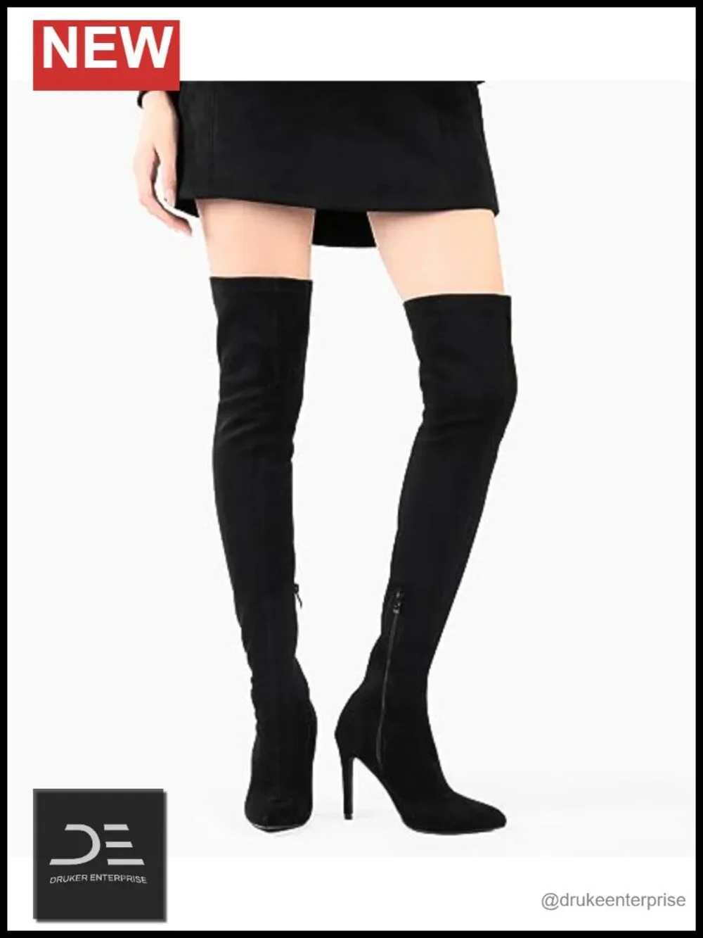 Thigh High Boots Women's Over The Knee Pointed Toe Suede PU Stiletto Heel
